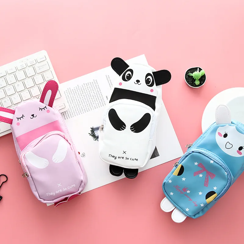 

2019 new Korean creative cartoon schoolbag pencil bag students multi-functional large capacity canvas pencil bag