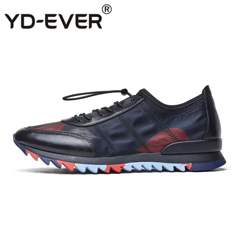 

Men Sneakers Luxury Brand Trainers Printed Lace Up Cow Skin Real Leather Flats Walking Canvas Famous Shoes Fashion Runway Skate