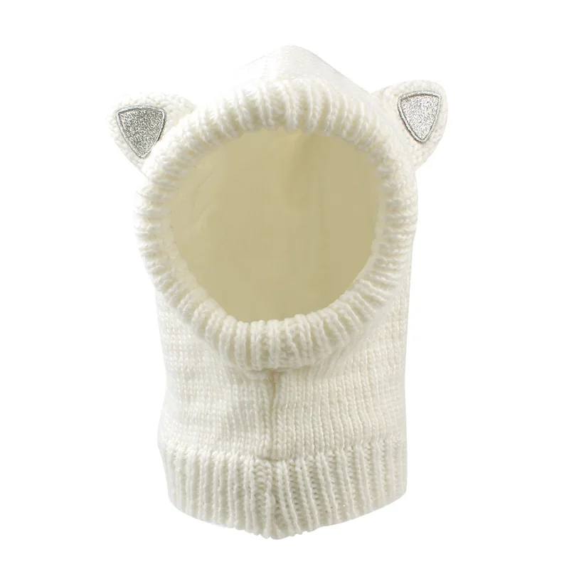 Warm Winter Baby Beanie Hat Cat Ears Knitting Children Hat For Girls Ear Fact Warm Baby Hat With Pompom Girls Clothing 1-5Years (11)