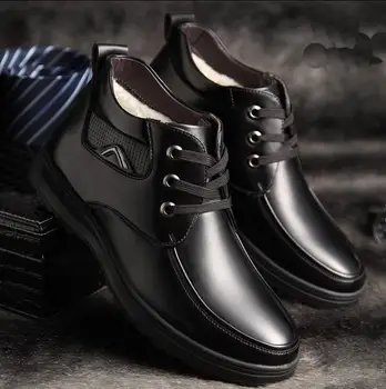 

Men winter boots 2019 fashionable business leather men winter shoes thickened to keep warm sexy men's British style cotton boots