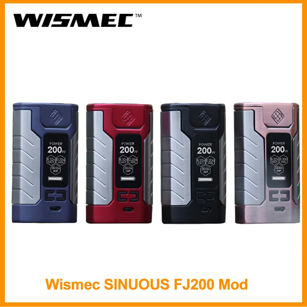 

Original Wismec Sinuous FJ200 TC Box Mod Output 200W Built in 4600mah Battery VW/TC-Ni/TC-Ti/TC-SS/TCR Mode Vaporizer E-Cig