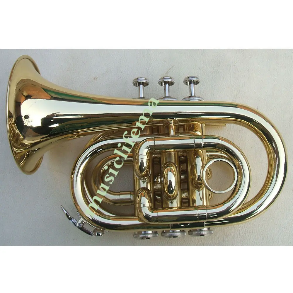 Новый позолоченный монолитный поршневой карманный мини труба Bb|bb trumpet|mini trumpetpocket