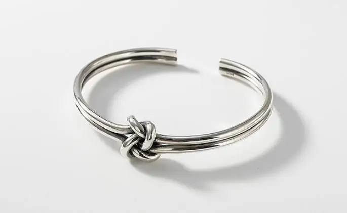 

JOOCHEER Sterling S925 925 silver Bangle knot trendy bracelet size adjustable