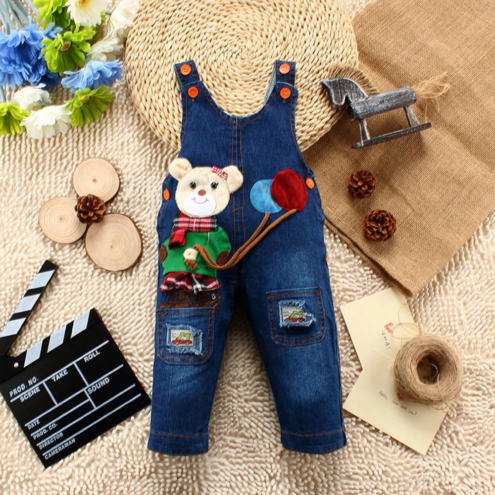 9M-24M Baby Girl Clothing Bebe Boy Overalls Animal Cow Long Pants Cartoon Kwaii Jumpsuit Denim Jeans Rompers Toddler Clothes