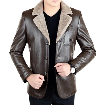 

Winter Leather Motorcycle Jacket Men 2018 Casual Slim Black Long Sleeve Coat Plus Size Warm Cashmere Windbreaker Jacket Men