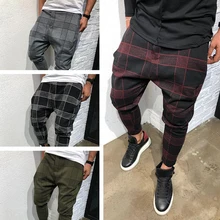 Мужские клетчатые брюки для отдыха хип-хоп модные спортивные брюки мужские свободные брюки зимние и осенние Топы Одежда Мужские брюки