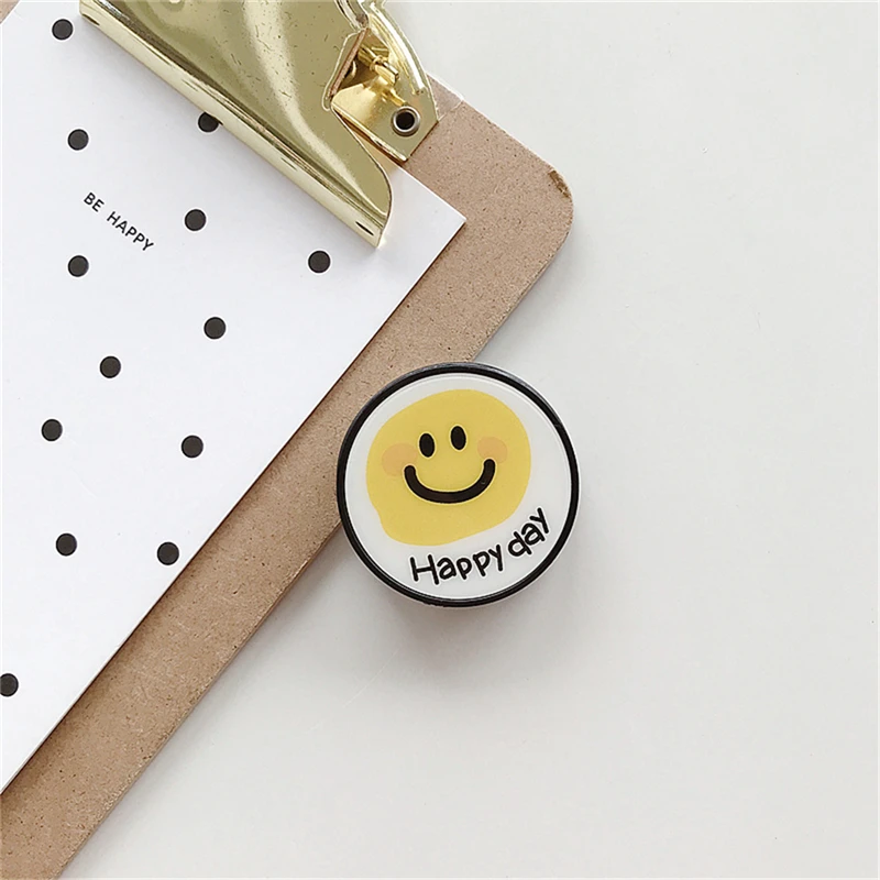 TJHSZKL universal cartoon cute smile pattern round telescopic bracket and grip ring bracket mobile phone folding 2
