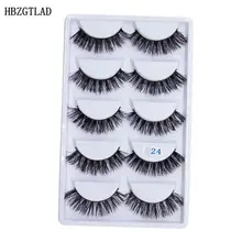 HBZGTLAD 5 пар ручной хлопок стебель воды норки накладные ресницы пересечь грязные плотного натурального ресницы макияж Накладные ресницы 24