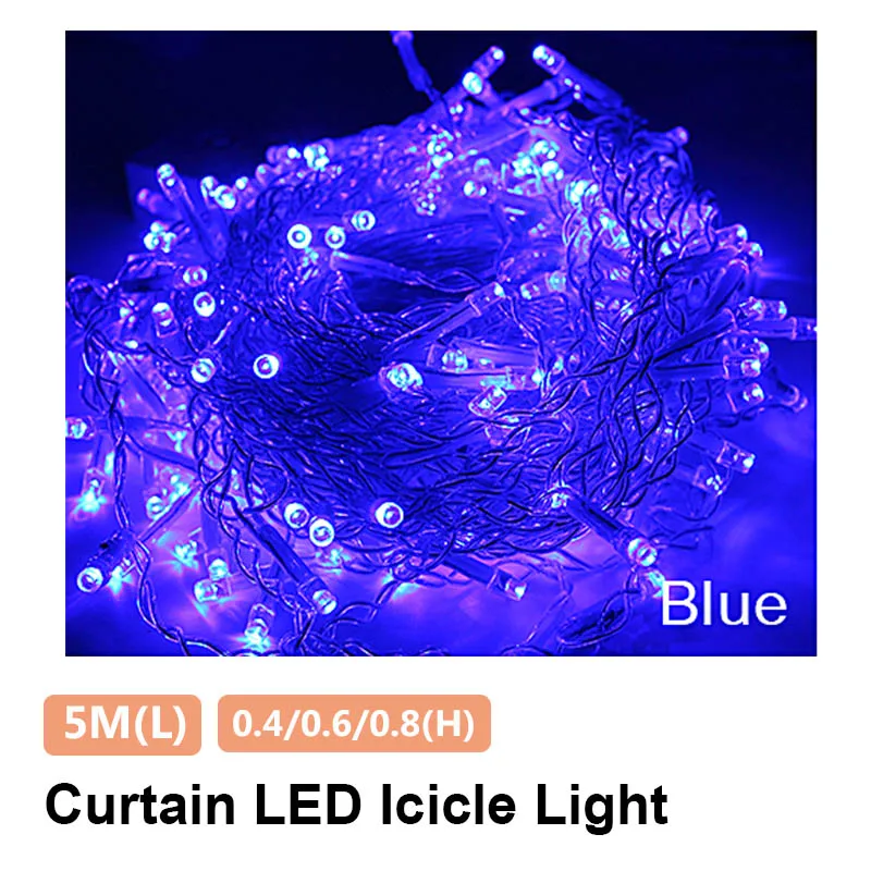 5 м светодиодный гирлянды занавес «Волшебный свет» свисать 0.4m-0,6 м-0,8 м светодиодный s Открытый сад настенный светильник для дома украшение, легкая цепочка гирланда - Испускаемый цвет: Blue
