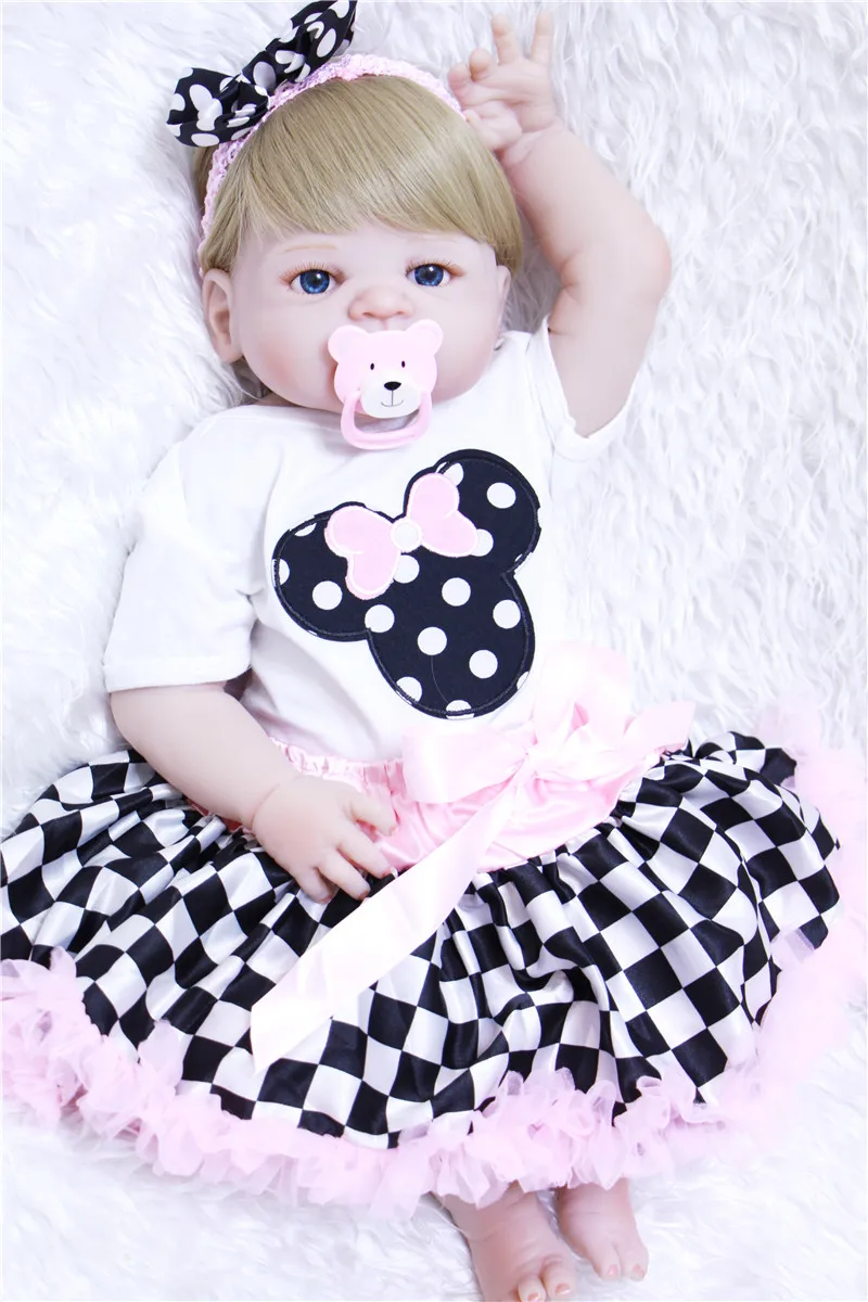 

Lifelike 57cm 23'' Full silicone Babies Reborn Girl Doll baby modeling Doll bathe Toy For Children Xmas Festival Xmas Gift