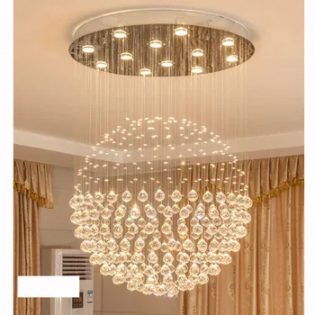 

Crystal chandelier Round spherical living room dining light Modern minimalist penthouse stair lighting Clothing store chandelier