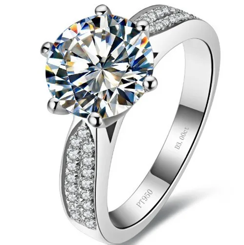 

Top Brand Style Solid 14 Karat Gold Ring 2 CT Round Synthetic Diamonds Ring for Women Pure Gold Statement Wedding Jewelry