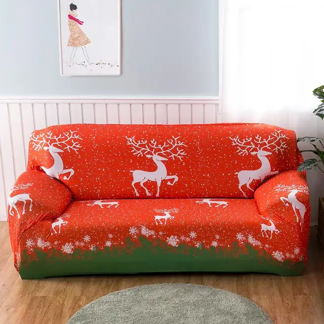 Christmas Elk Printed Sofa Cover Couch Slipcover Stretch Furniture Christmas Elk Printed Sofa Cover Couch Slipcover Stretch Furniture Merry Covers Slipcovers 1