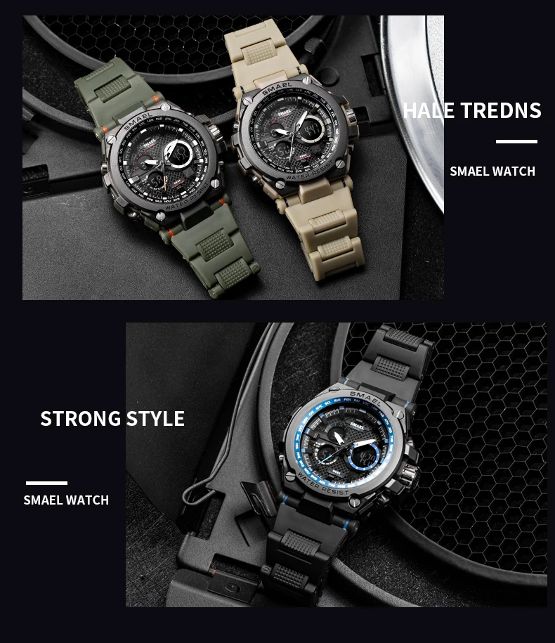 SMAEL мужские уличные спортивные часы модные водонепроницаемые светодиодный Многофункциональные цифровые наручные часы кварцевые часы Relogio Masculino