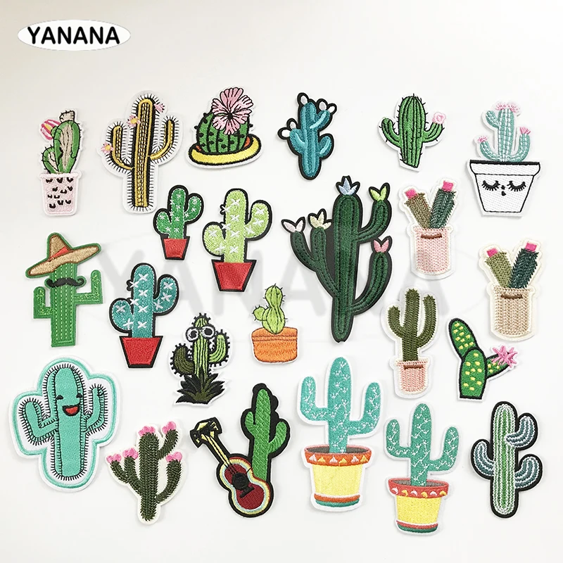 

23 colors high-quality Cactus Mexican cactus flowers patch for clothes Iron on or Sew on clothing DIY clothes Badge