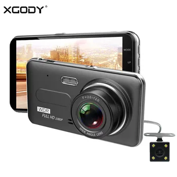 

XGODY D207 Car DVR Camera 4" Dual Lens Night Vision Rear View Camera G-Sensor Dash cam Video Recorder Registrar Parking Monitor