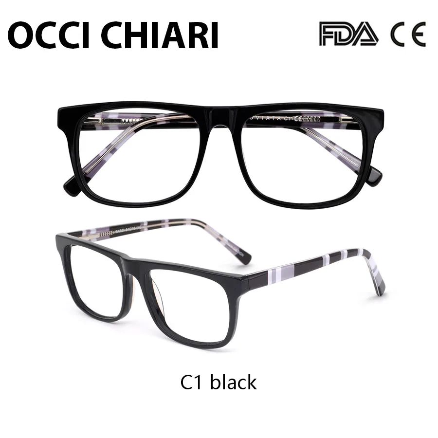 C1 black OCCI CHIARI, полосатые очки, для женщин, анти-синий луч, компьютерные очки по рецепту, Новые прозрачные оптические очки, оправа для очков - Цвет оправы: C1 black