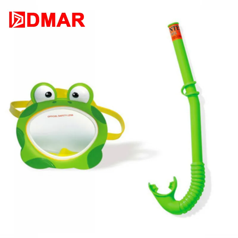DMAR лягушка отдельный Дайвинг Анти-туман складной плавательный детский Сноркелинг маска подводное плавание очки аппарат обучение - Color: Green