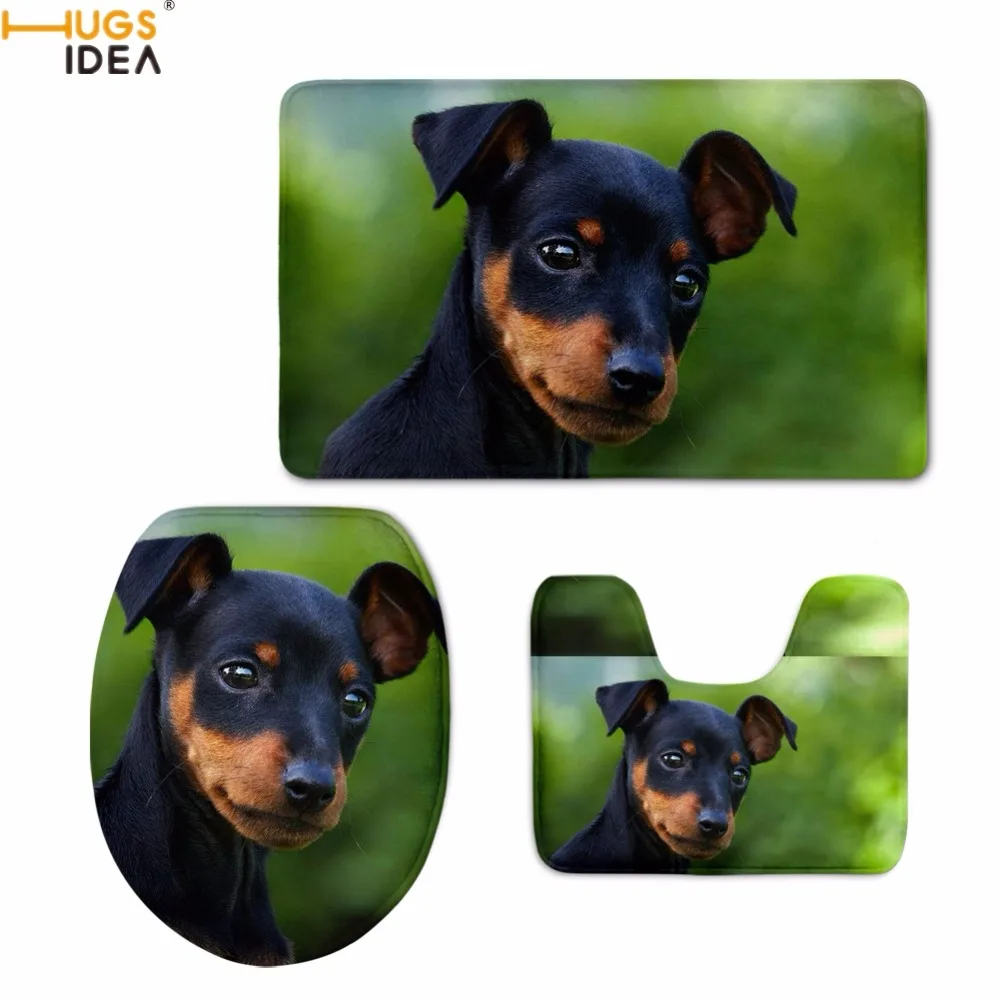 HUGSIDEA Kawaii 3D Собака миниатюрный Pinscher принт ванная комната Чехлы для унитаза
