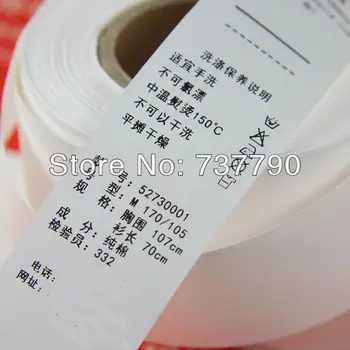 

1000pcs/roll/custom printed cloth tag /woven cloth label/garment tag/wash care label/ tag
