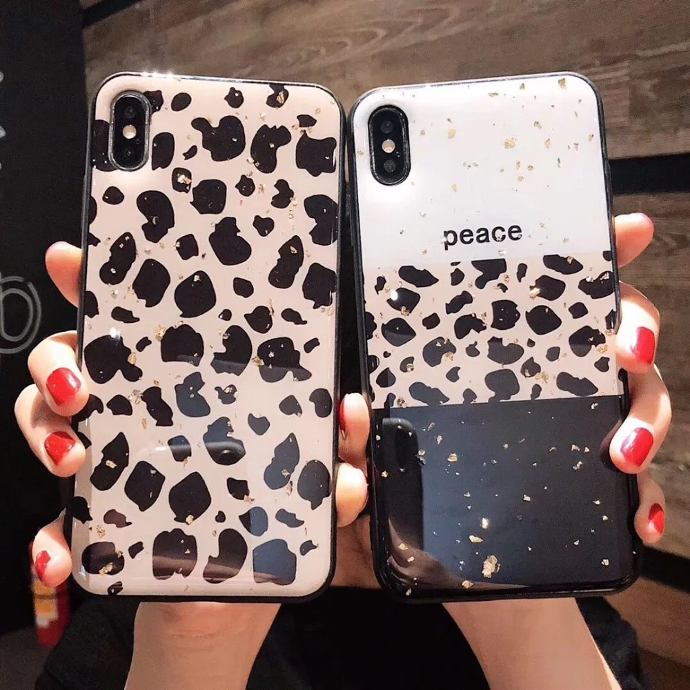 Модный Роскошный леопардовый чехол из ТПУ с золотой фольгой для Xiaomi Mi 8 Lite мягкие