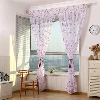 

Printed Transparent Curtains With S Hook For Home Living Room Transparent Tulle Printing Flower