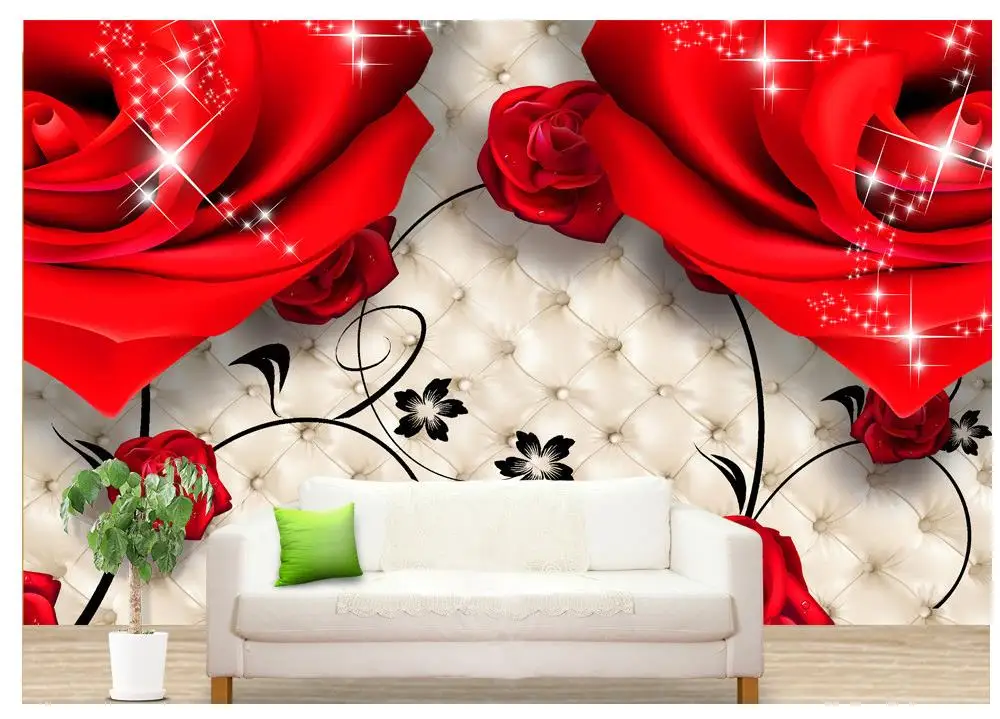 

3D Rose Soft Pack TV backdrop wallpaper flowers 3d mural paintings stereoscopic 3d wallpaper