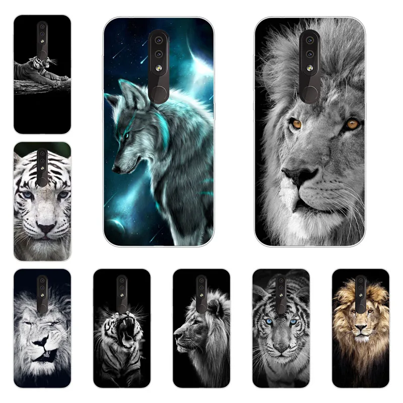 

For Nokia 4.2 Case,Silicon Tiger lion Painting Soft TPU Back Cover for Nokia4.2 Phone protect Bags shell