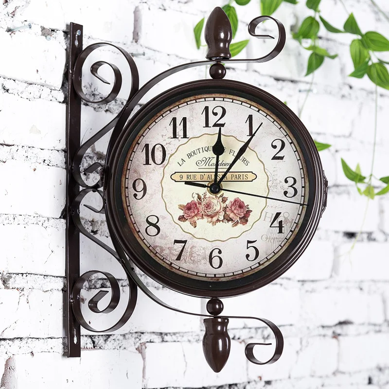 

Outdoor Garden Bird Double-sided Clock Rome Bell with Iron Creative Silence Core Exquisite Design Exquisite Workmanship.