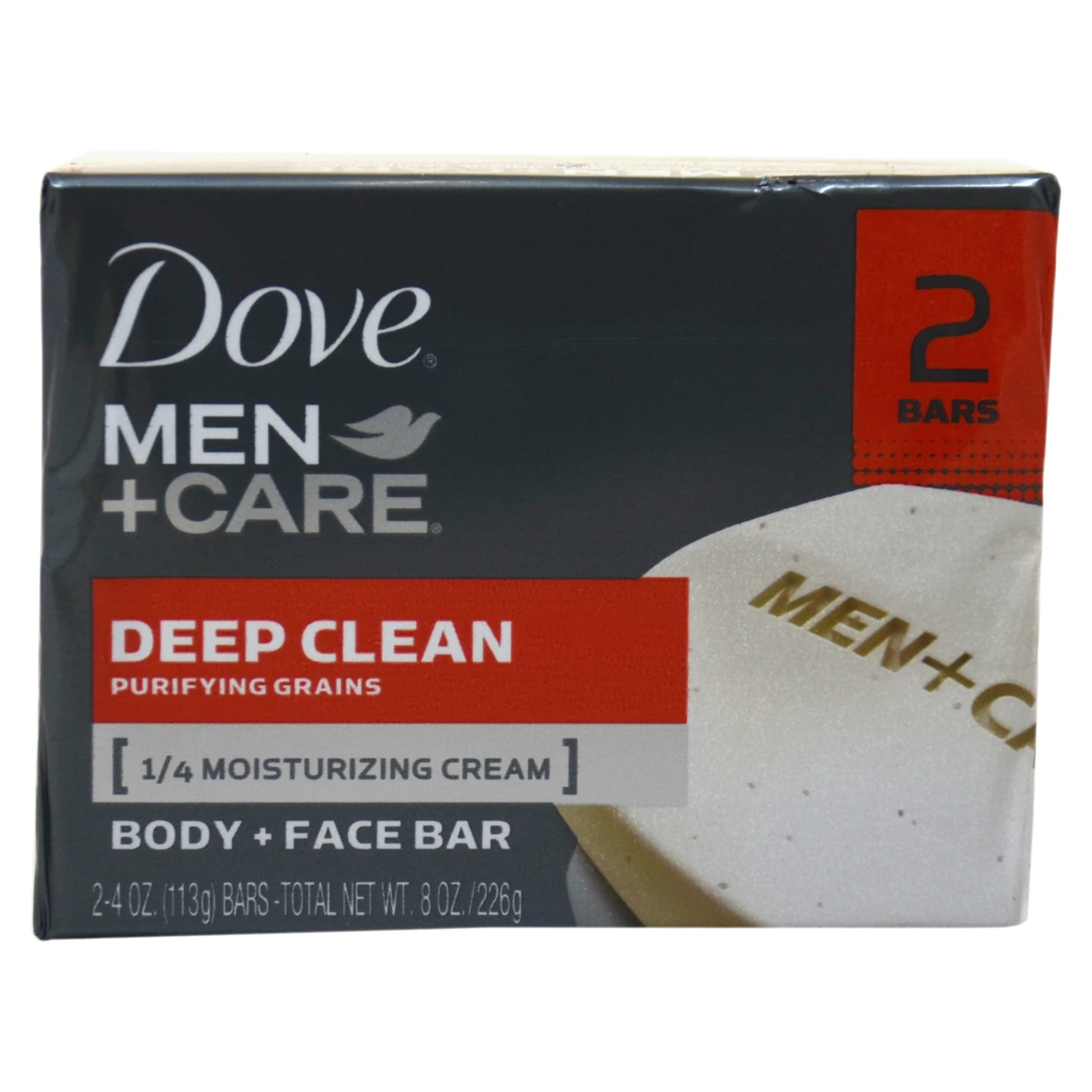 Deep Clean Body and Face Bar by Dove for Men - 2 x 4.25 oz Soap