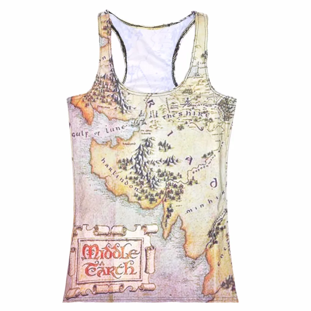

Drop Shipping spring new women Tanks Marauders Map/The Hobbit Map Sexy Cover tops adventure time camisole HOT SAL
