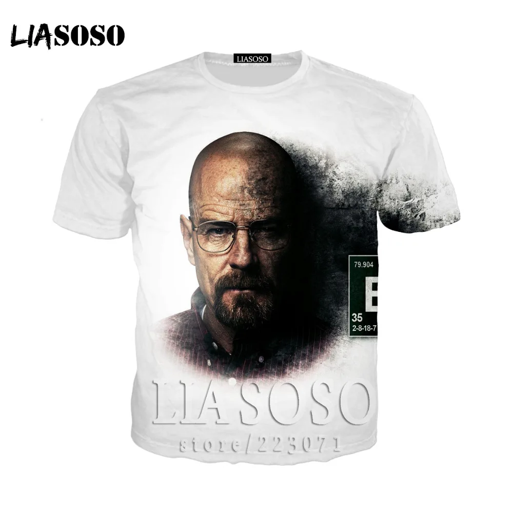 LIASOSO Quality heisenberg funny t shirt casual breaking bad T-shirt print 3D mens Fashion cool hoodies sweatshirt for men br06