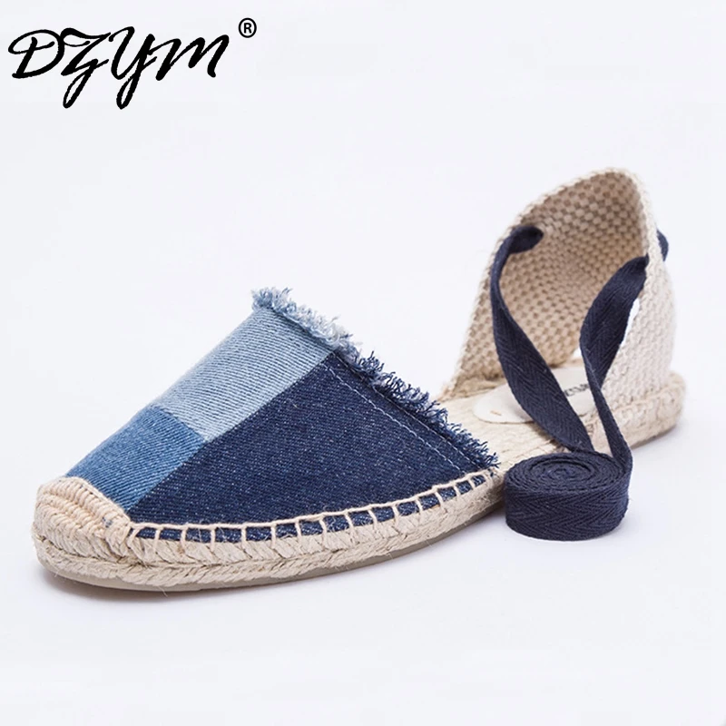 

DZYM Spring Summer High Quality Women Ballet Flats Patchwork Classic Canvas Espadrille Platform Gladiator Sandals Zapatos