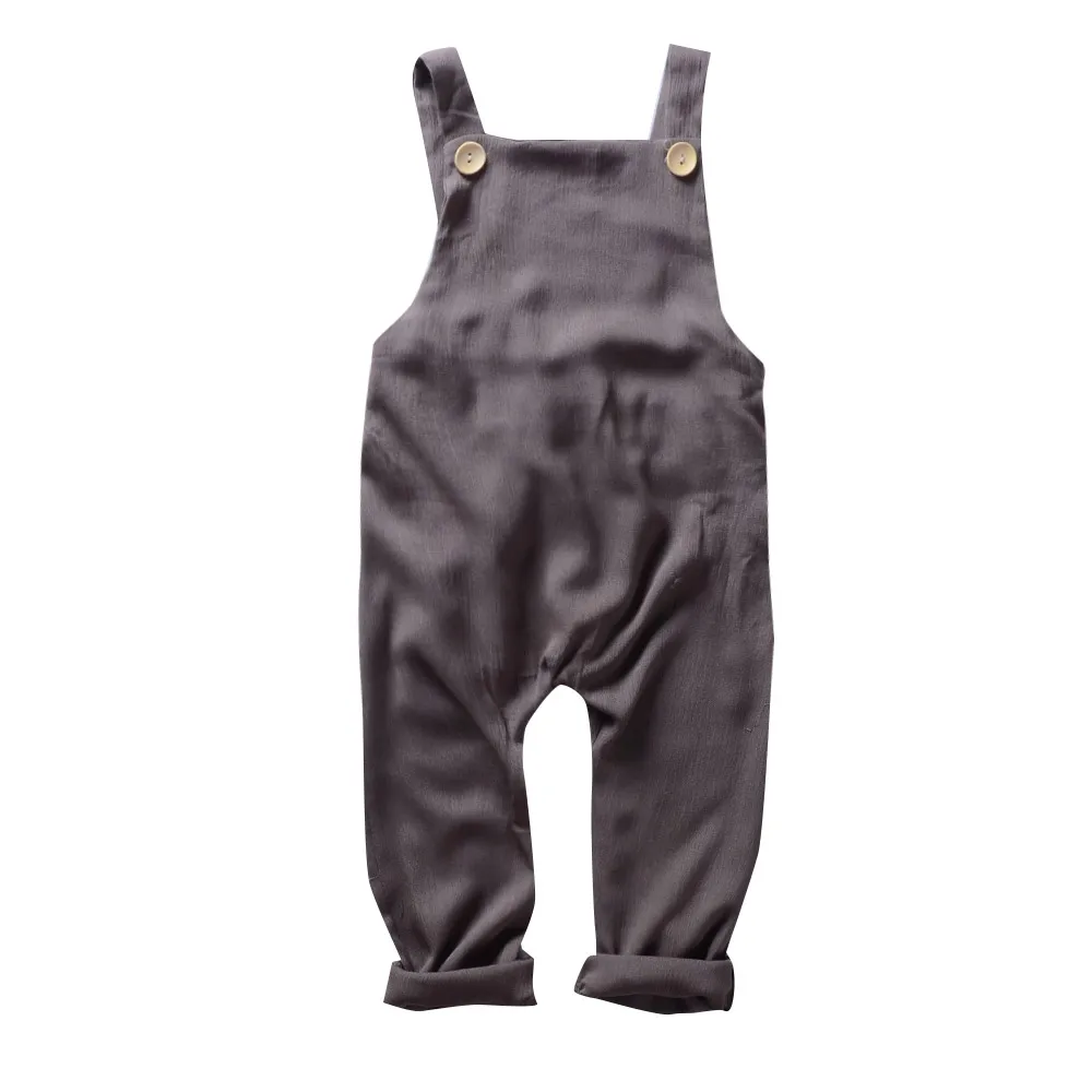 

Baby Kid Clothes Suspender Sleeveless Romper Solid Natural Jumpsuit 2 Color Overall Bebe Clothing