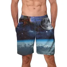 KLV/Для мужчин Повседневное 3D звезда печатных пляжные работы Повседневное Для мужчин короткие брюки шорты брюки планета печати Рубашки домашние плавках# a35