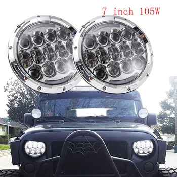 

Black/Chrome 2PCS 7inch Round 105W LED Headlight DRL Turn Signal for Jeep Wrangler Hummer 4x4 4WD SUV Driving Headlamp