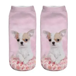 1 пара, носки с 3D принтом в виде розовой собаки мопса для мужчин, новые милые носки унисекс с низким вырезом, женские короткие носки