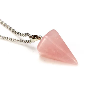 

2-3 cm Natural Rose quartz pendant Minimalist Pendant Necklace and Silver Chain