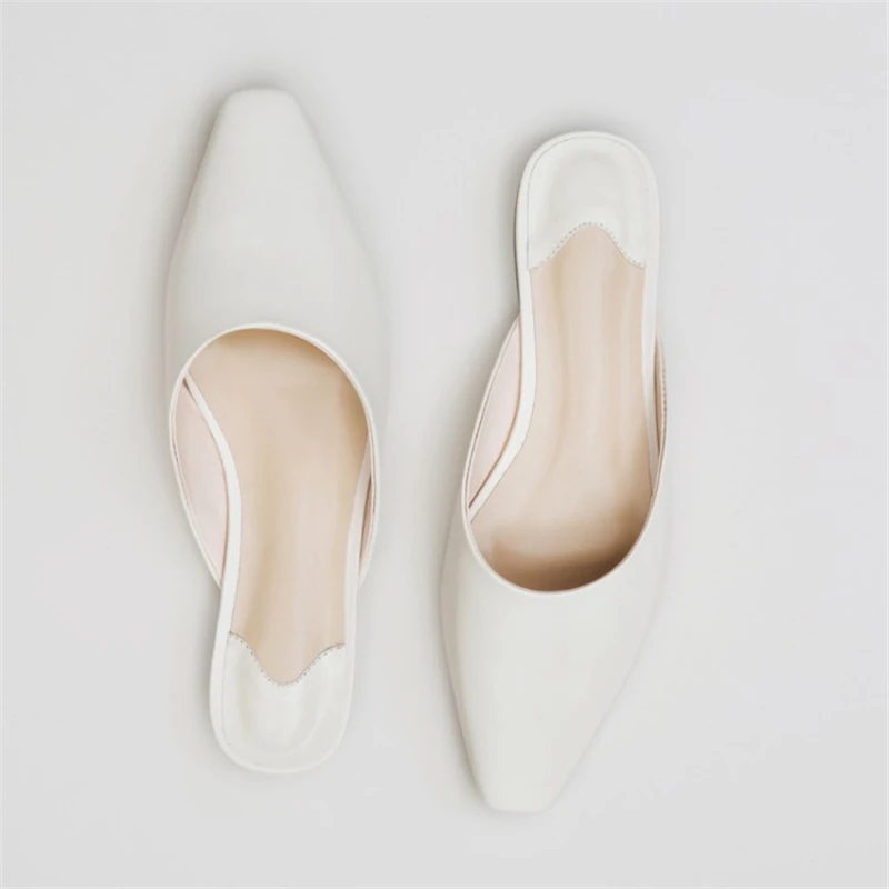 MSSTOR Square Toe White Women Slippers Square Heel Black Concise Fashion Mules Shoes Women Genuine Leather Casual Shoes Women MSSTOR Square Toe White Women Slippers Square Heel Black Concise Fashion Mules Shoes Women Genuine Leather Casual Shoes Women