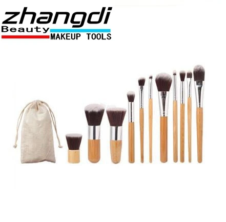 

ZHANGDI 11PCS/Set Makeup Brushes Cosmetics Tools Bamboo Handle Eyeshadow Cosmetic Makeup Brush Set Blush Kit Z005140
