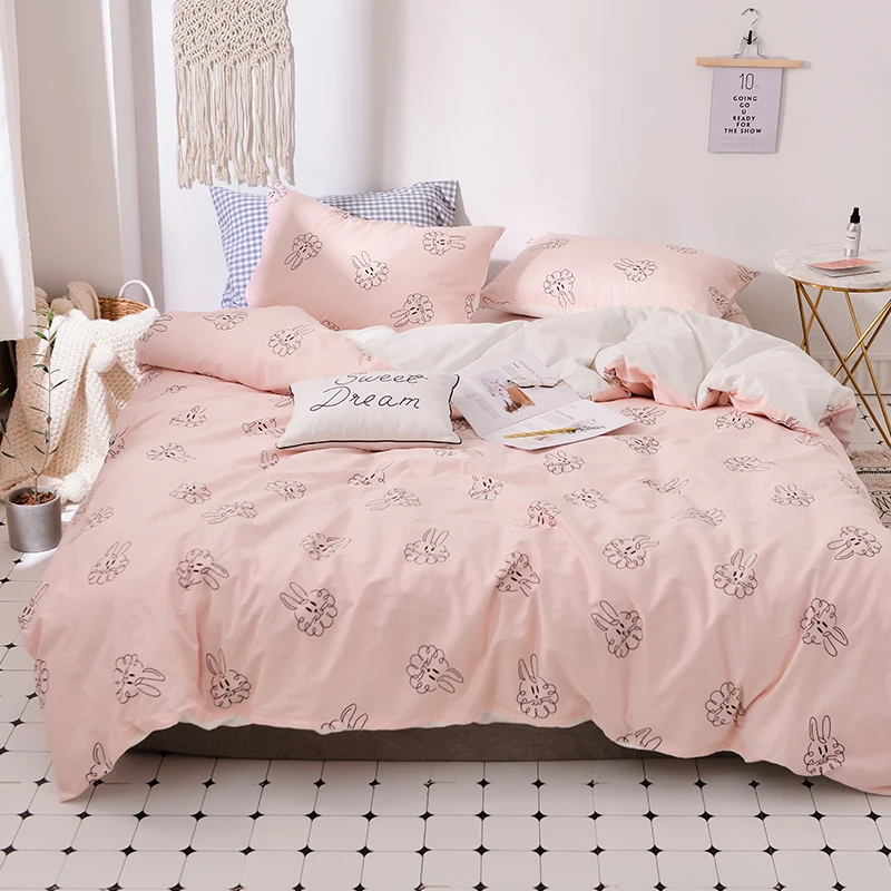 Кролики вышивка и принт bedlinens мыть хлопок Twin queen King size постельного белья наволочки постельное белье