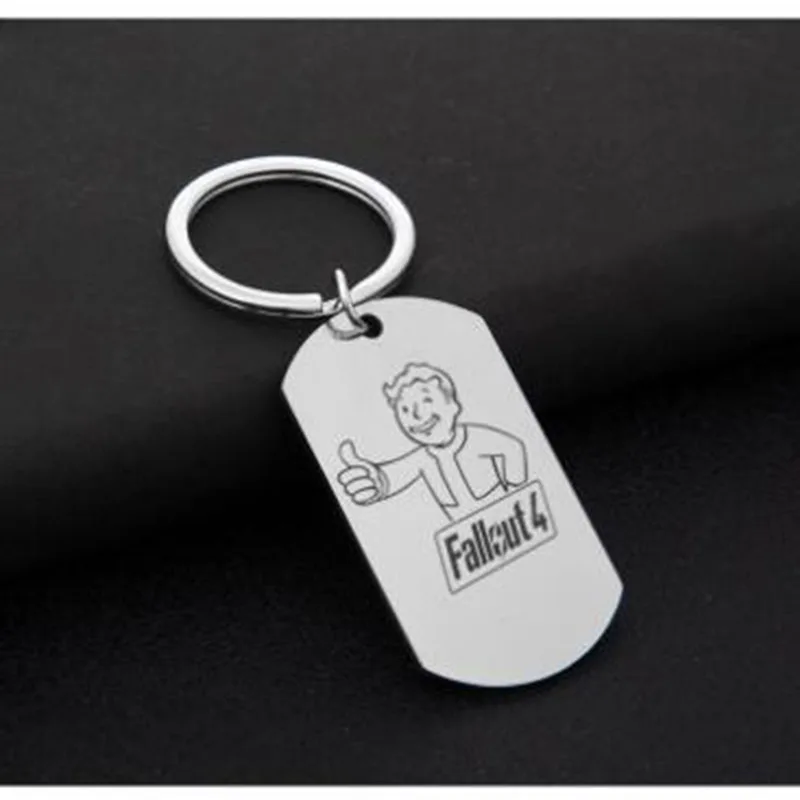 

New Fallout 4 Vault Boy Keychain Stainless Steel Keyring Pendant Figure Toy Fans Jewelry For Women And Men