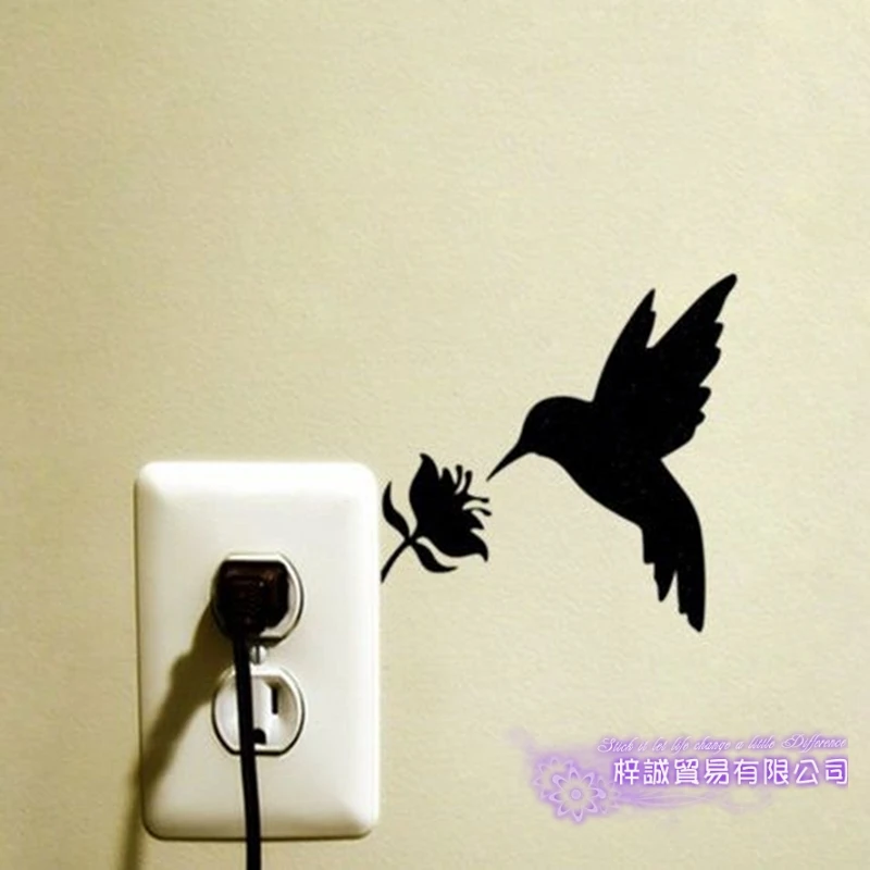 

Dctal Bird Switch Panel Sticker Hummingbird Decal Posters Vinyl Wall Decals Parede Decor Mural