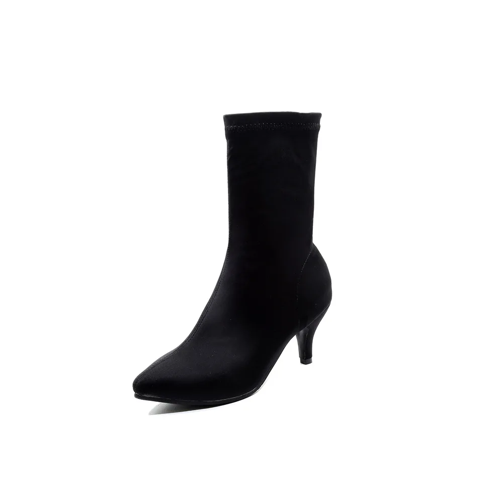 Эластичные ботинки-носки из лайкры с острым носком, размеры 34-43 женские ботильоны на высоком каблуке новые дизайнерские осенне-зимние узкие ботинки, botines mujer, s197