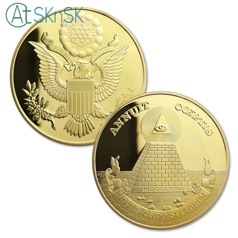 

5pcs/lot All-seeing eye US Dollar Masonic coin with Pyramid Freemasonry Masonic Series Design Coin,us commemorative coins