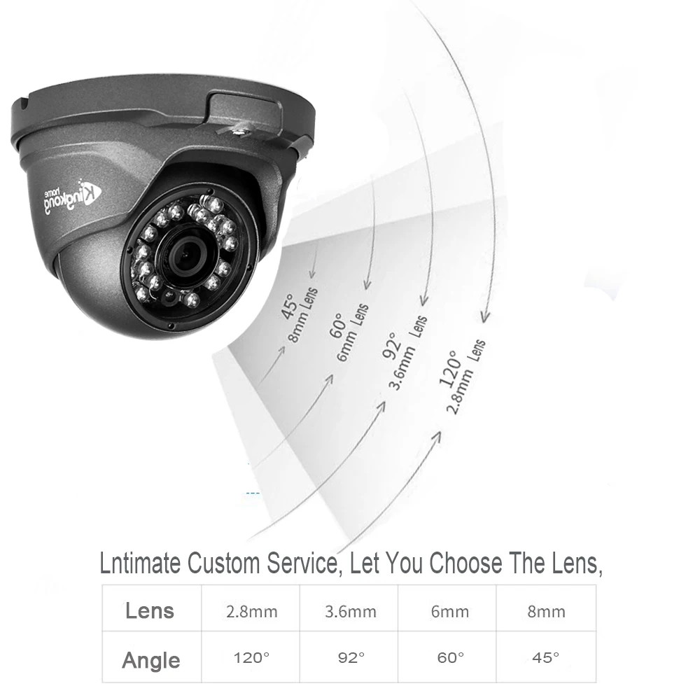 Kingkonghome IP Camera 48V POE Metal 1080P ONVIF Network Security Camera CCTV P2P Motion Detection 