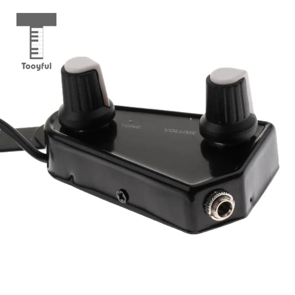 Tooyful 1 Set Acoustic Guitar Soundhole Pickup Transducer With Tone Volume Control & 6.35mm 3.5mm Cable