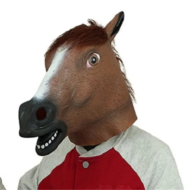Takerlama Brown/Black Horse Head Novelty Latex Rubber Horse Mask Funny
