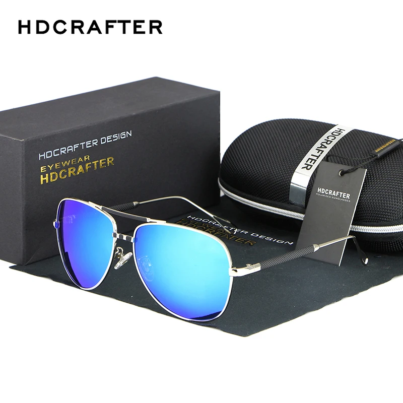 

HDCRAFTER Polarized Sunglasses Sun Glasses Men Fashion Mens Sunglasses Brand Designer Oversized Blue Coating Eyewear