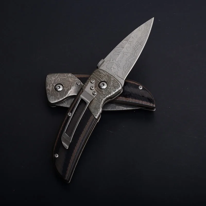 SR S088 damascus pattern tactical folding knife rescue edc tools (6)